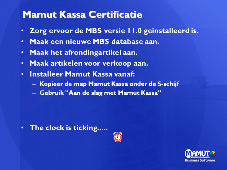 Mamut Kassa Certificatie