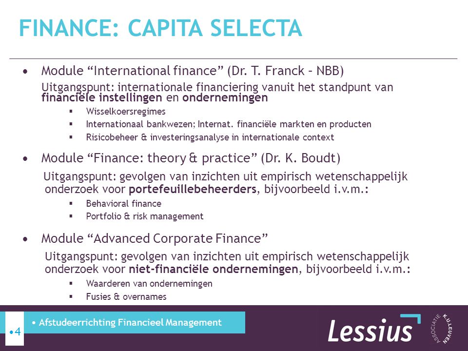 Finance: Capita Selecta