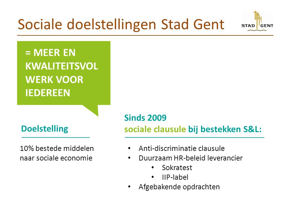 Sociale doelstellingen Stad Gent
