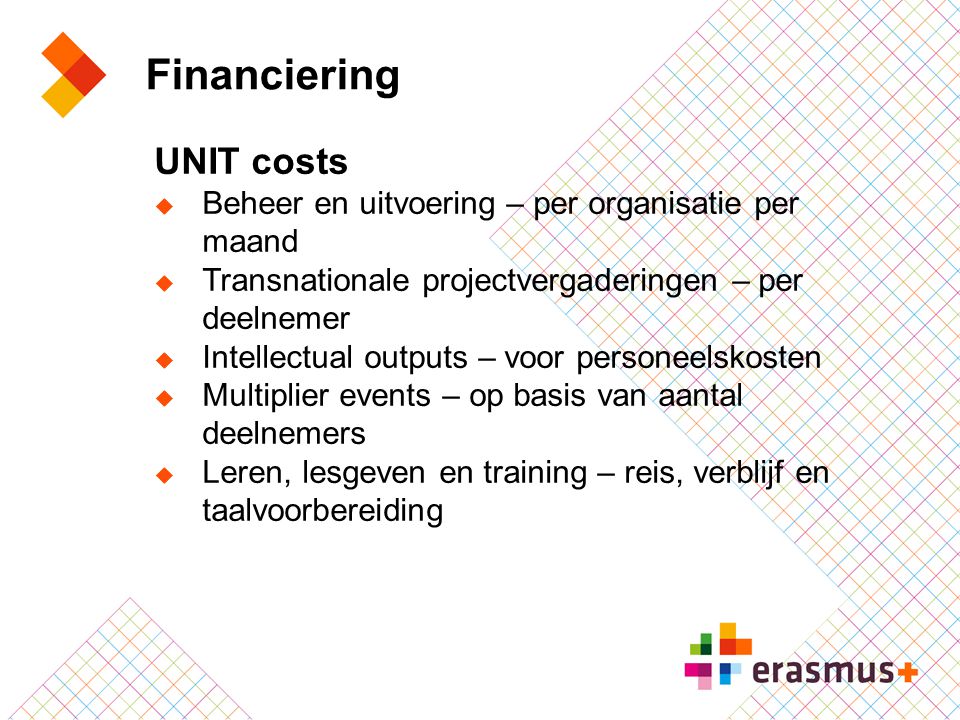 Financiering UNIT costs