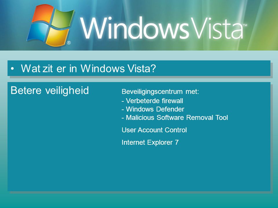 Wat zit er in Windows Vista