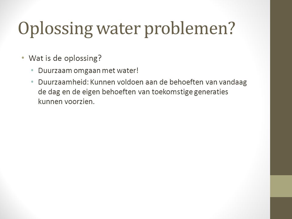 Oplossing water problemen