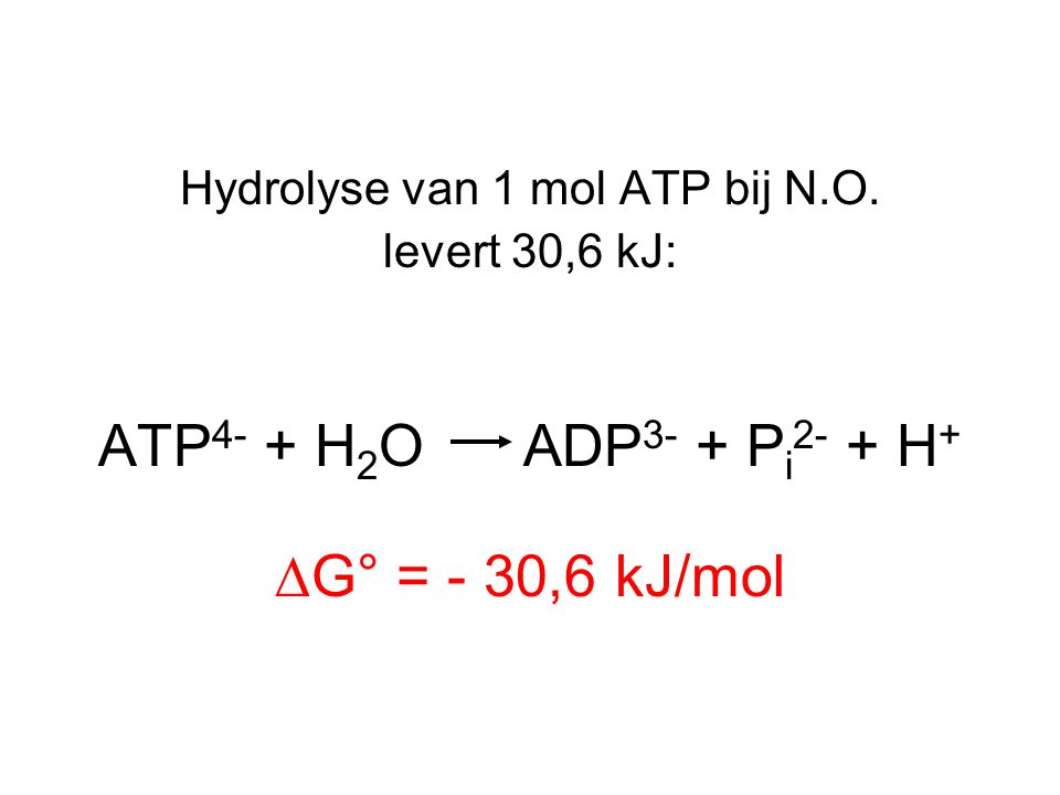 Hydrolyse van 1 mol ATP bij N.O.