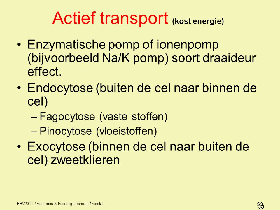 Actief transport (kost energie)