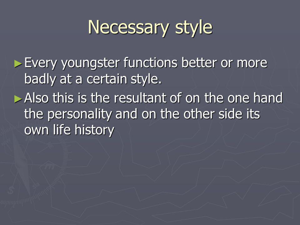 Necessary style Every youngster functions better or more badly at a certain style.