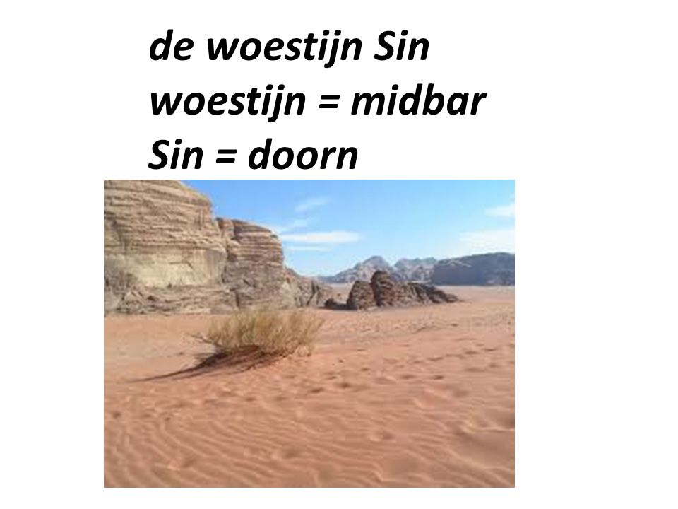 de woestijn Sin woestijn = midbar Sin = doorn