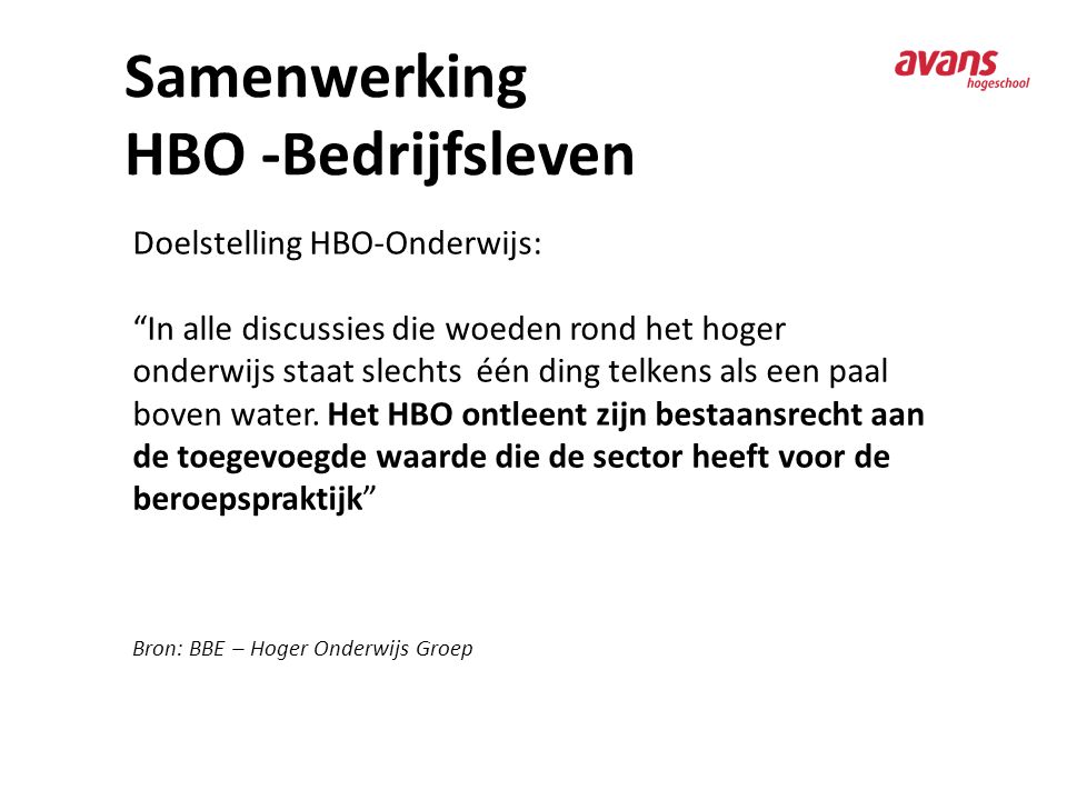 Samenwerking HBO -Bedrijfsleven