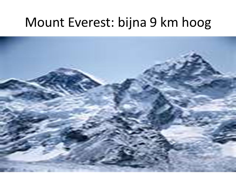 Mount Everest: bijna 9 km hoog