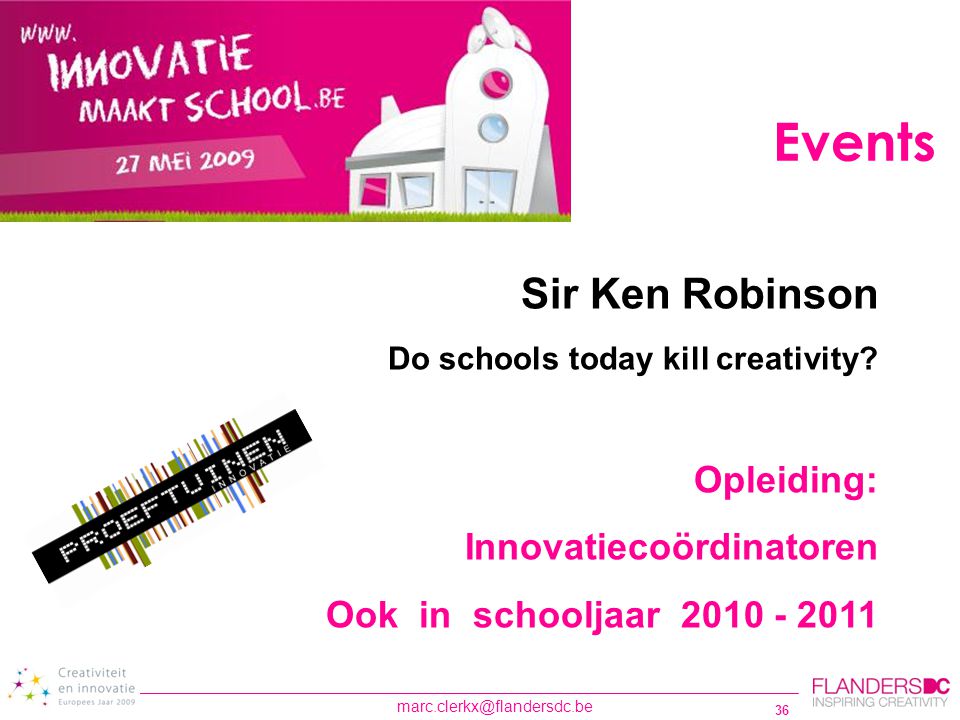 Events Sir Ken Robinson Opleiding: Innovatiecoördinatoren