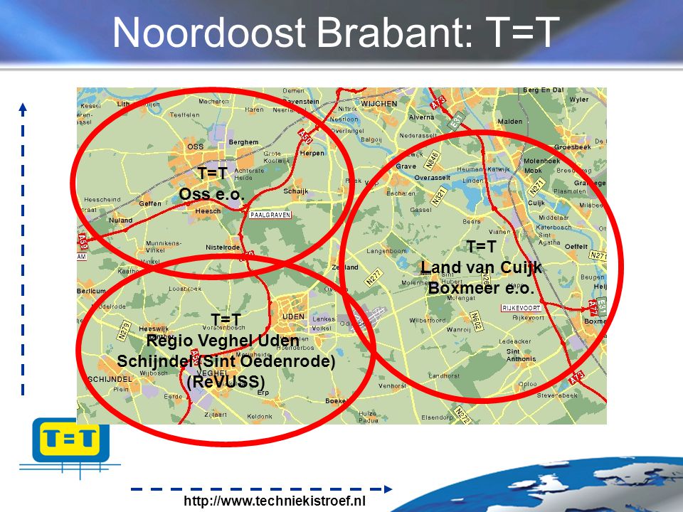 Noordoost Brabant: T=T