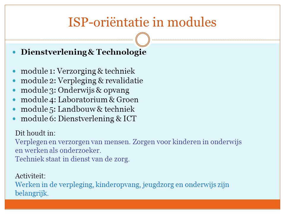 ISP-oriëntatie in modules