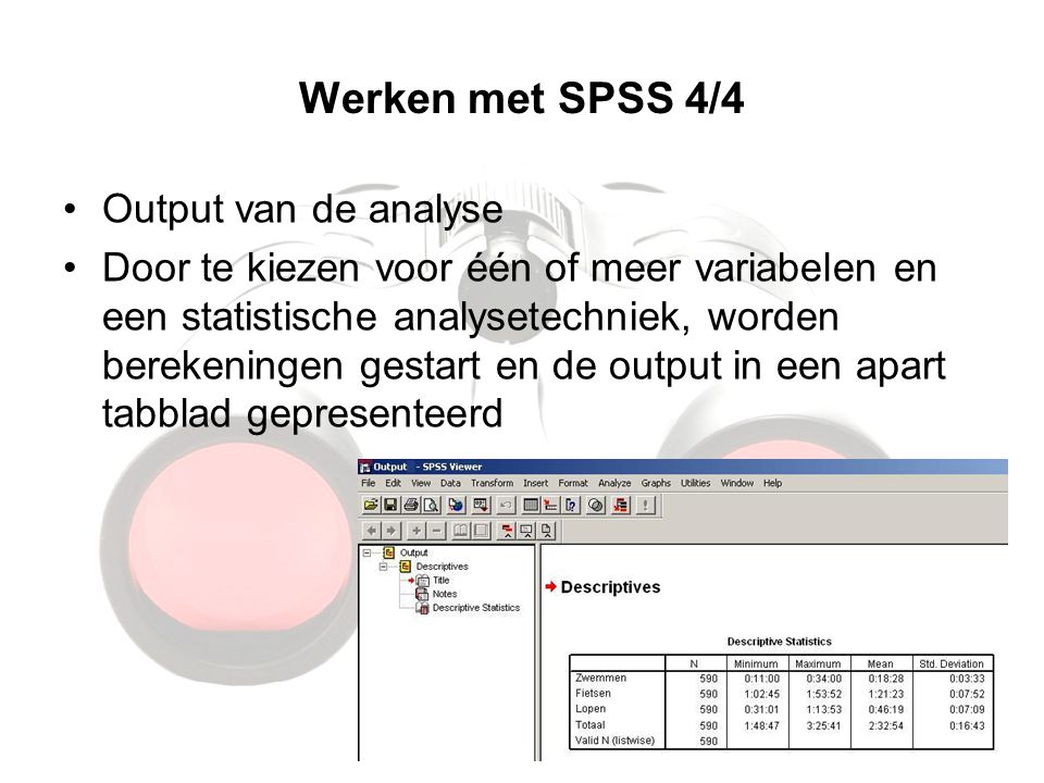 Werken met SPSS 4/4 Output van de analyse