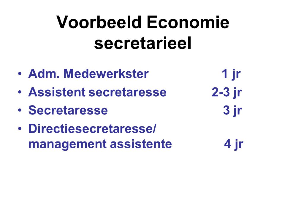 Voorbeeld Economie secretarieel
