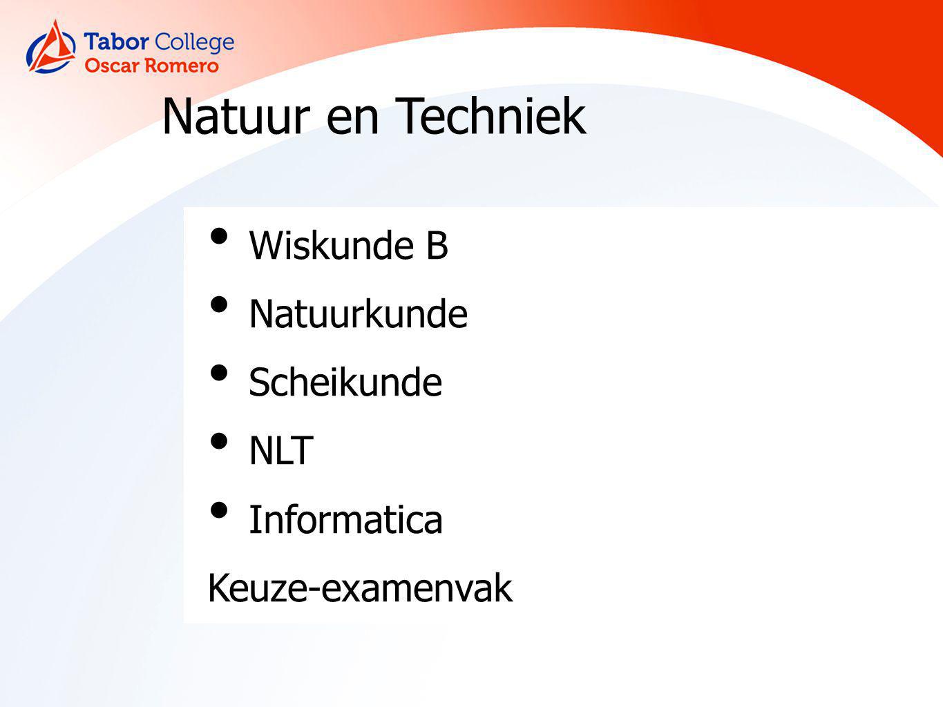 Natuur en Techniek Wiskunde B Natuurkunde Scheikunde NLT Informatica