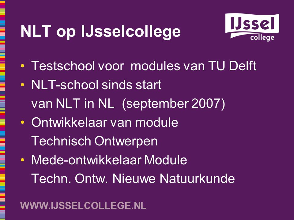 NLT op IJsselcollege Testschool voor modules van TU Delft