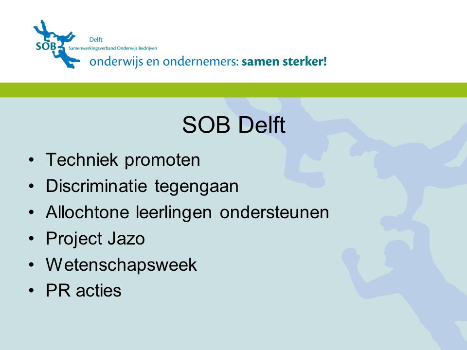 SOB Delft Techniek promoten Discriminatie tegengaan