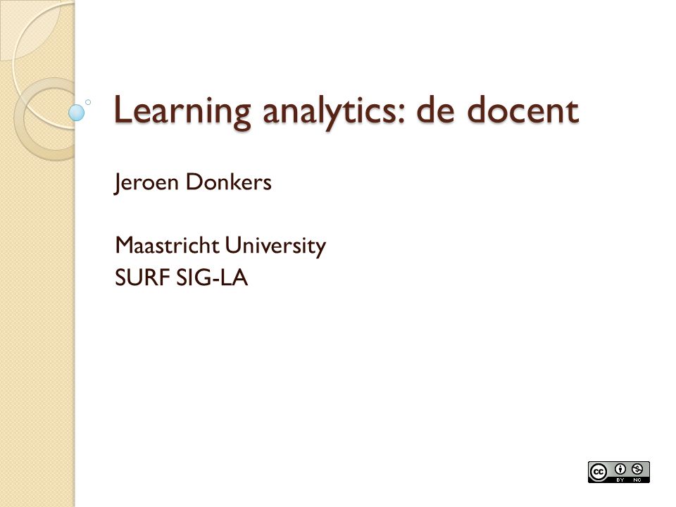 Learning analytics: de docent