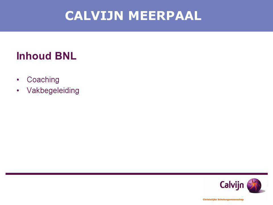 CALVIJN MEERPAAL Inhoud BNL Coaching Vakbegeleiding
