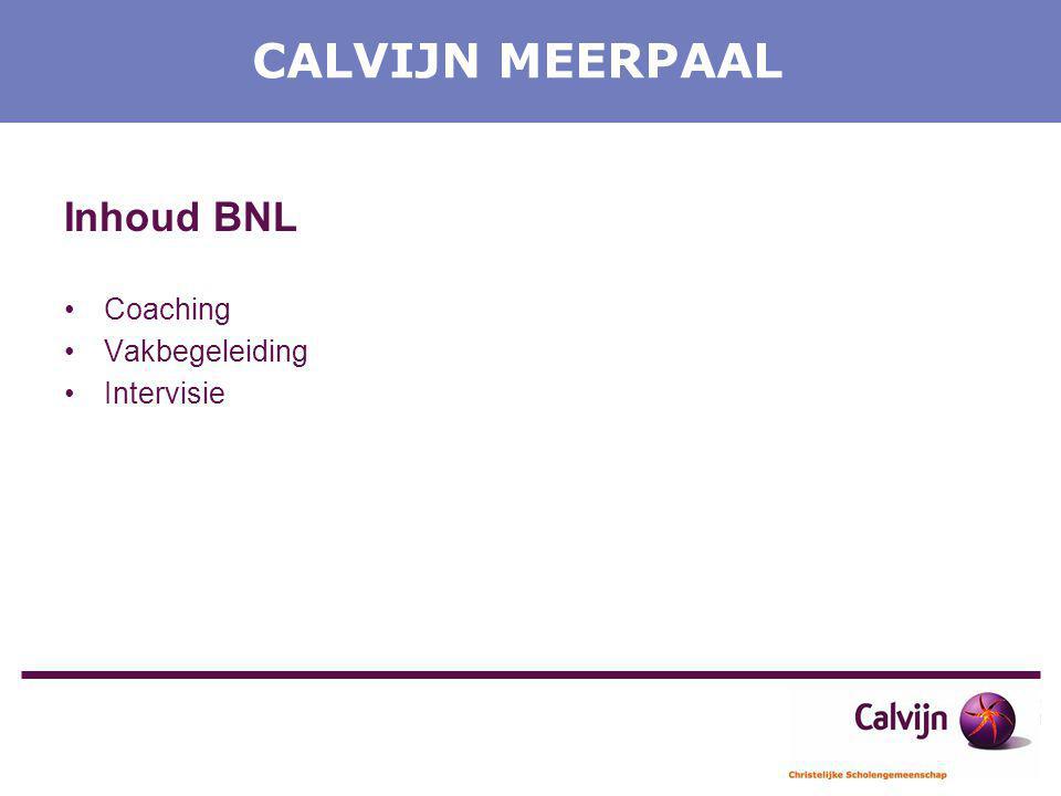 CALVIJN MEERPAAL Inhoud BNL Coaching Vakbegeleiding Intervisie