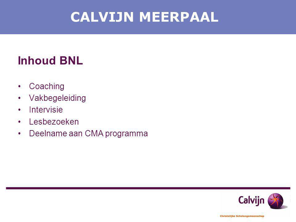 CALVIJN MEERPAAL Inhoud BNL Coaching Vakbegeleiding Intervisie