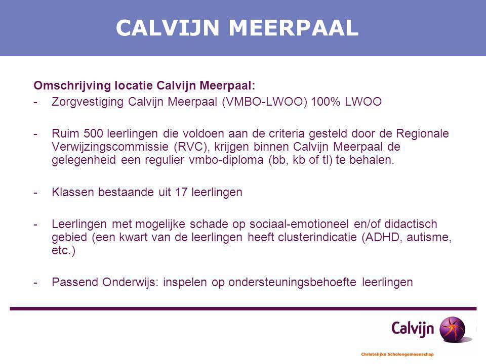 CALVIJN MEERPAAL Omschrijving locatie Calvijn Meerpaal: