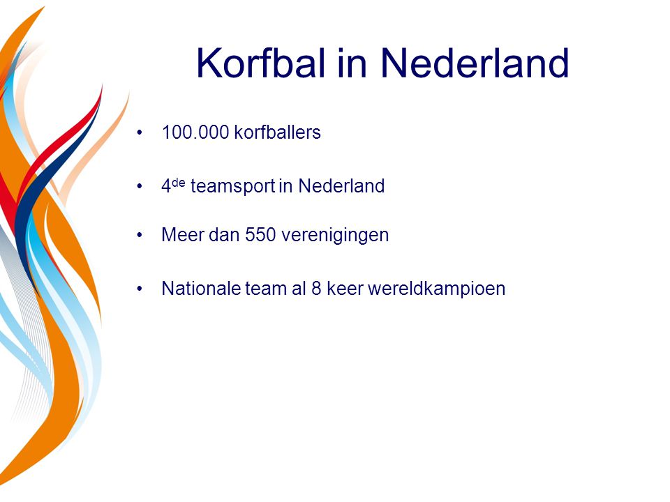 Korfbal in Nederland korfballers 4de teamsport in Nederland
