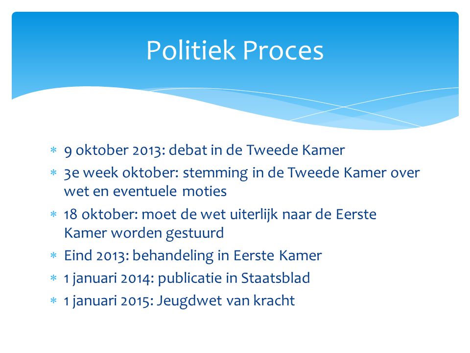 Politiek Proces 9 oktober 2013: debat in de Tweede Kamer