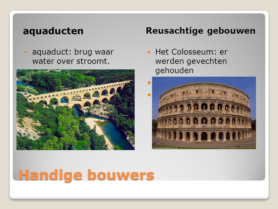 Handige bouwers aquaducten Reusachtige gebouwen