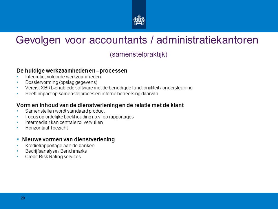 Gevolgen voor accountants / administratiekantoren (samenstelpraktijk)