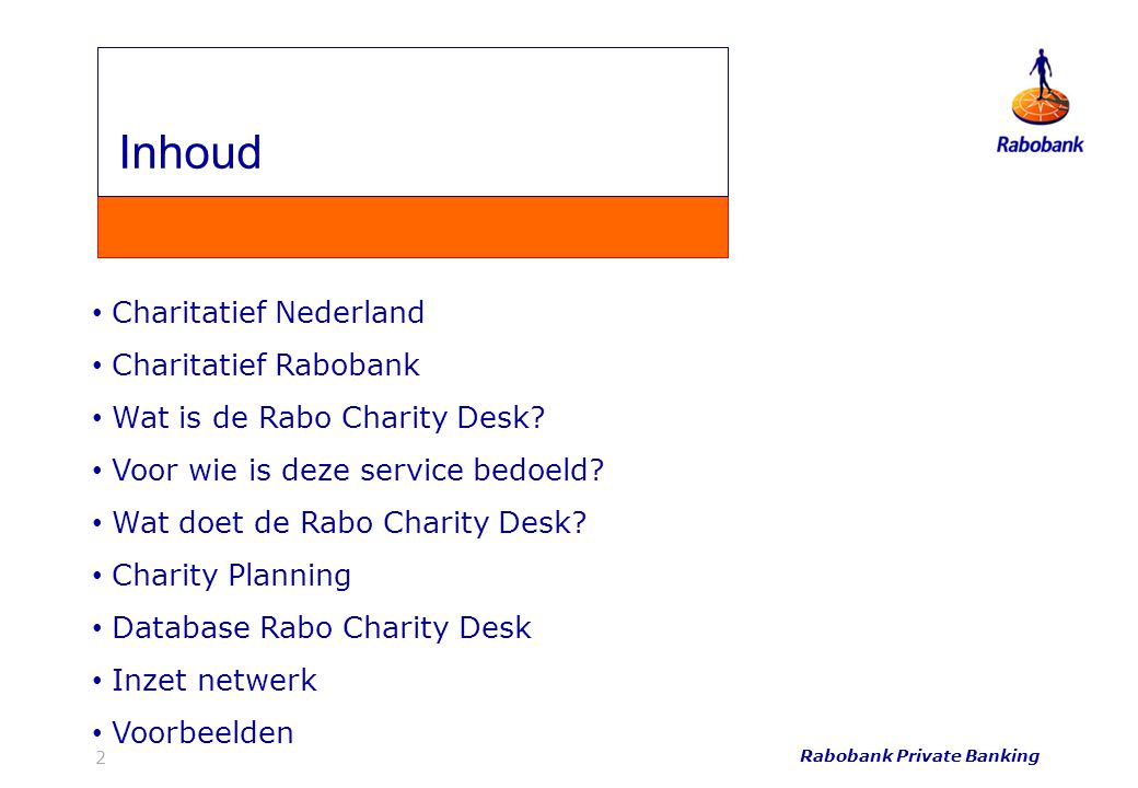 Inhoud Inhoud Charitatief Nederland Charitatief Rabobank