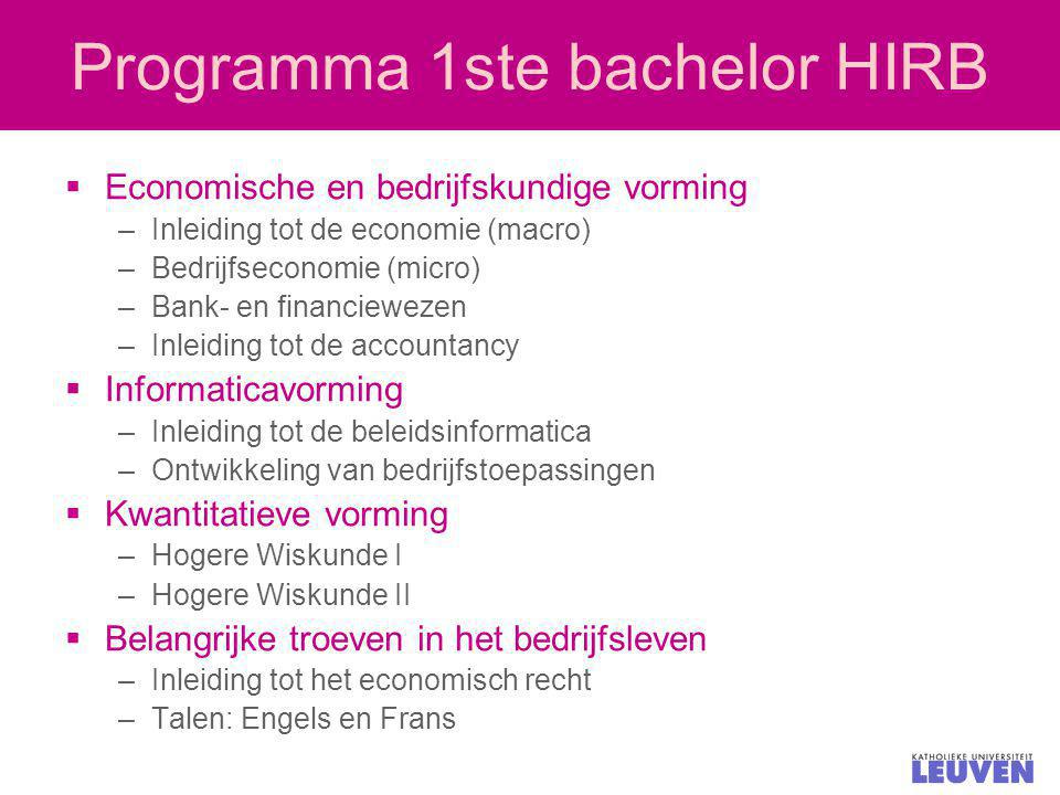 Programma 1ste bachelor HIRB