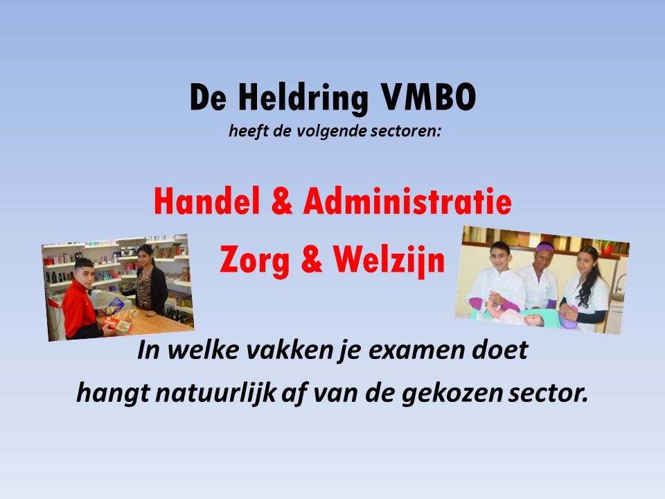 De Heldring VMBO heeft de volgende sectoren: