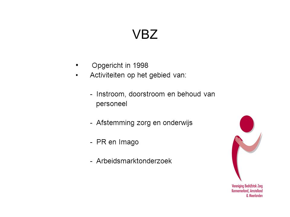 VBZ Opgericht in 1998 Activiteiten op het gebied van: