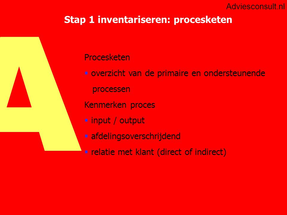 Stap 1 inventariseren: procesketen