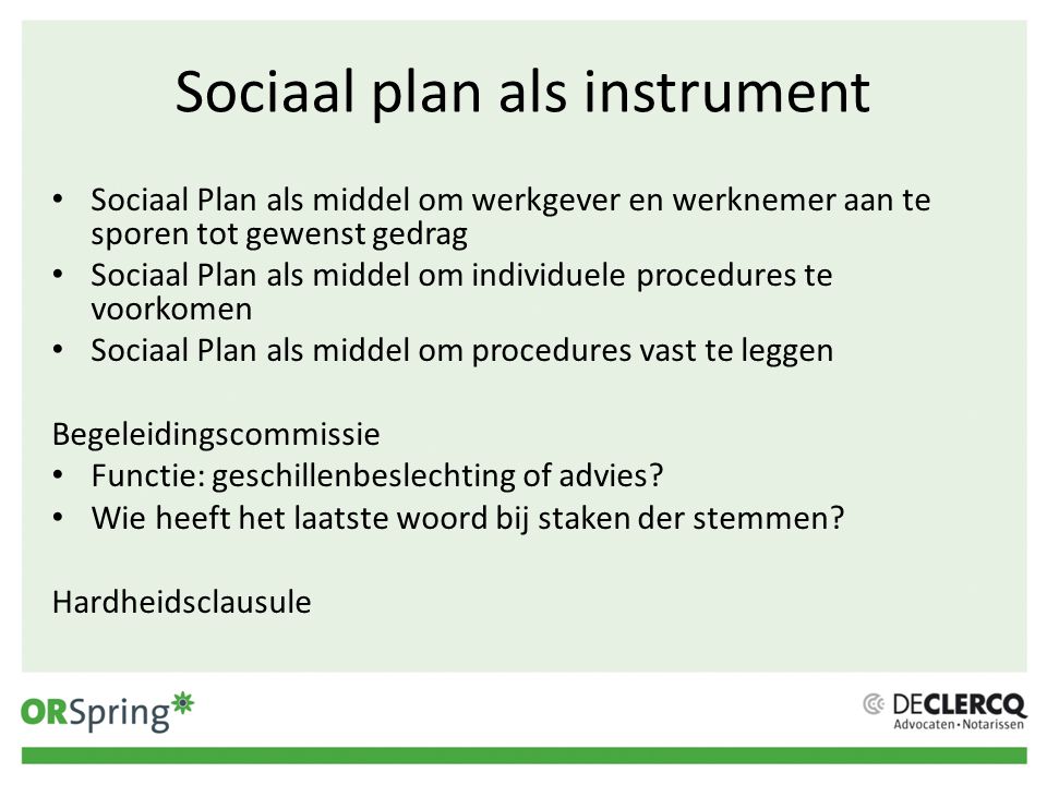 Sociaal plan als instrument