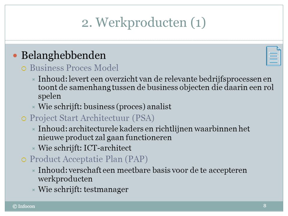 2. Werkproducten (1) Belanghebbenden Business Proces Model