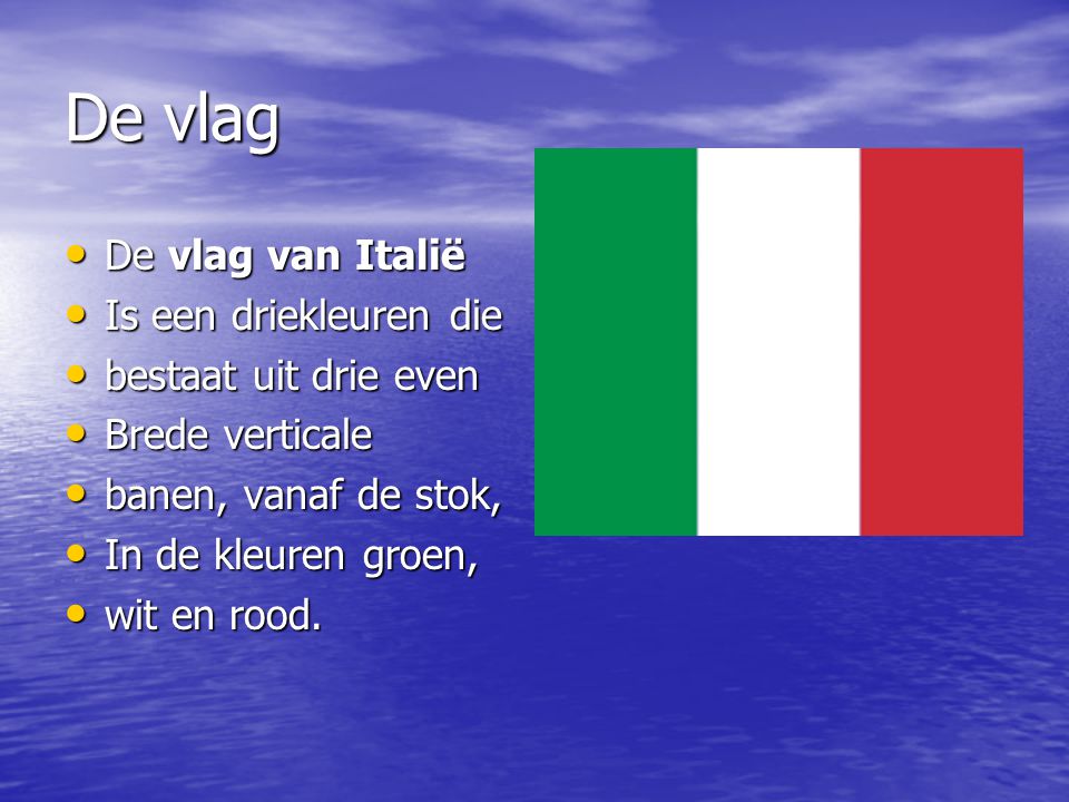 De vlag De vlag van Italië Is een driekleuren die