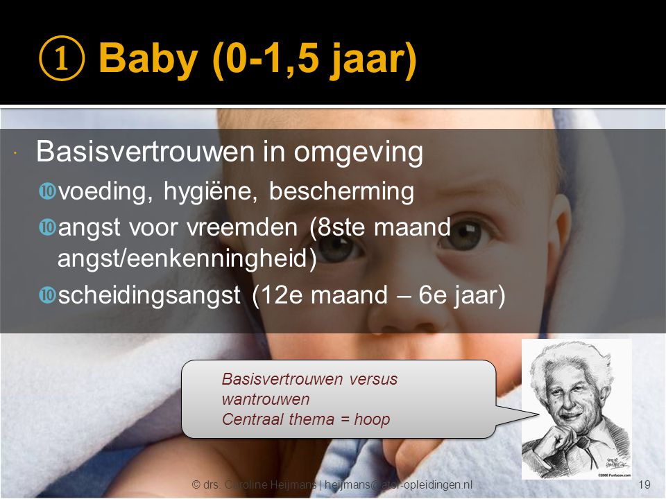 ① Baby (0-1,5 jaar) Basisvertrouwen in omgeving