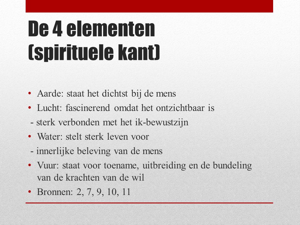 De 4 elementen (spirituele kant)