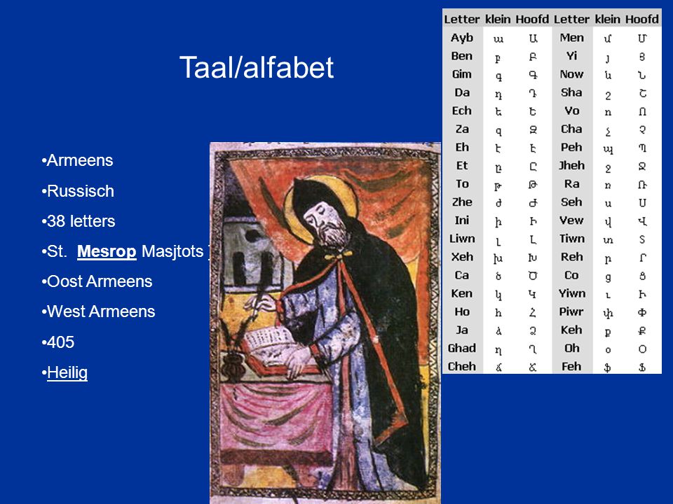 Taal/alfabet Armeens Russisch 38 letters St. Mesrop Masjtots Taron