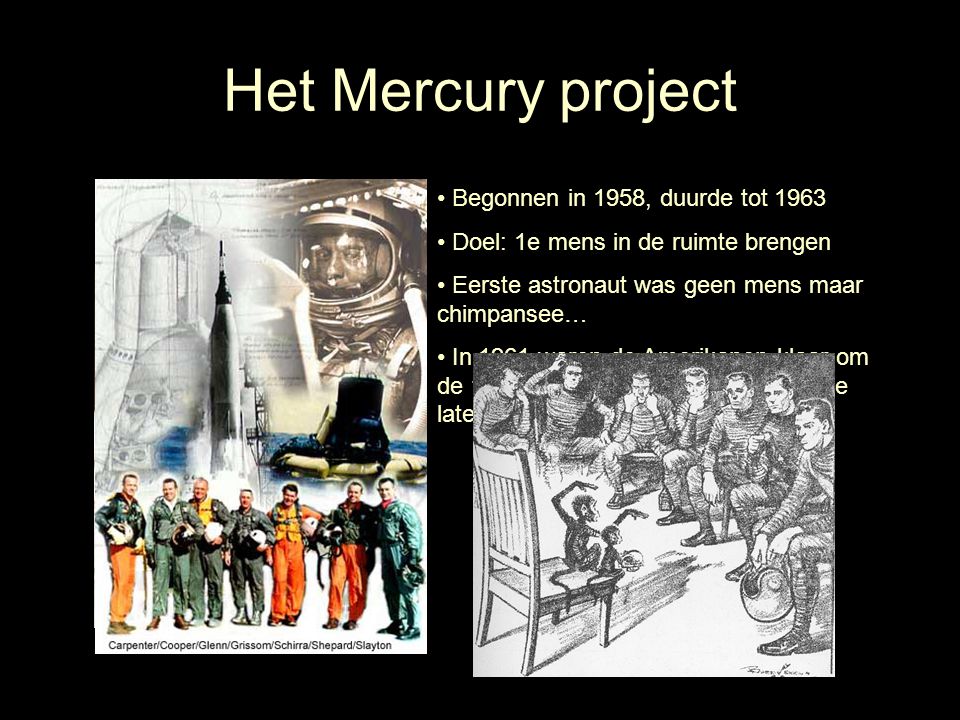 Het Mercury project Begonnen in 1958, duurde tot 1963