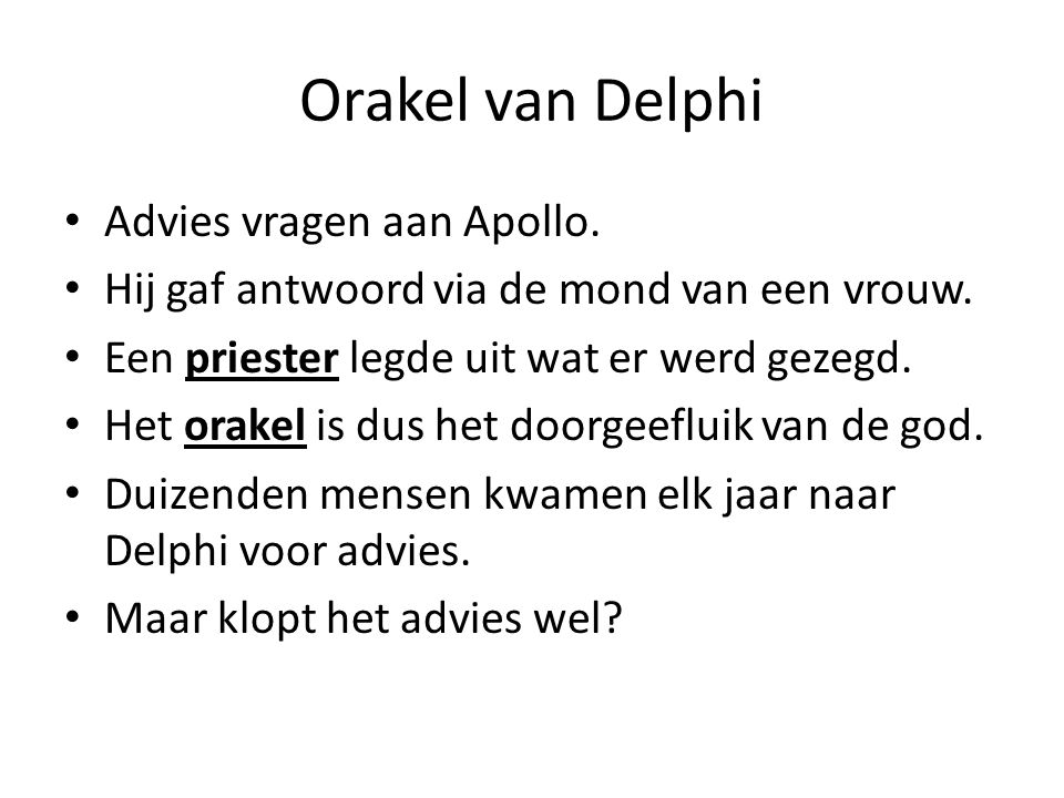 Orakel van Delphi Advies vragen aan Apollo.