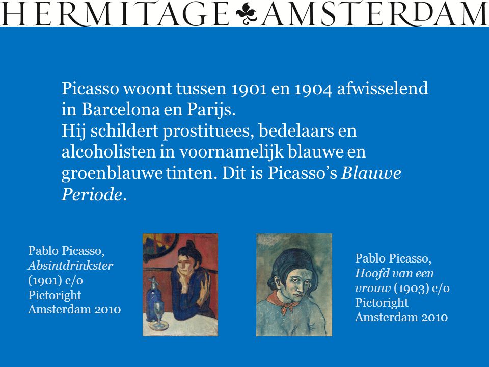 Picasso woont tussen 1901 en 1904 afwisselend in Barcelona en Parijs.