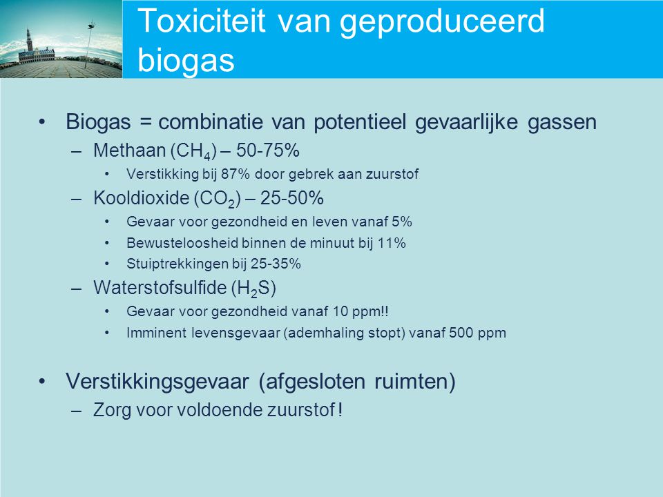 Toxiciteit van geproduceerd biogas