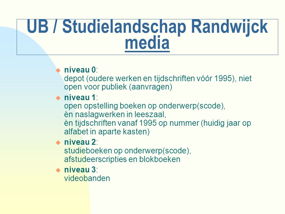 UB / Studielandschap Randwijck media