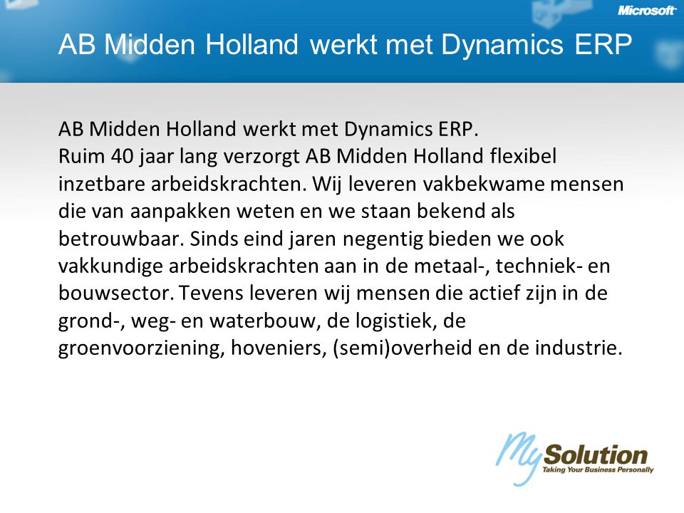 AB Midden Holland werkt met Dynamics ERP