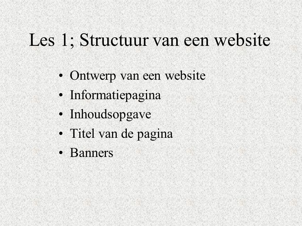 Les 1; Structuur van een website
