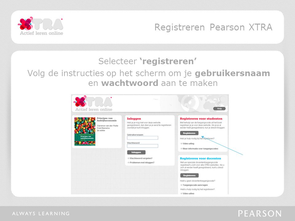 Registreren Pearson XTRA