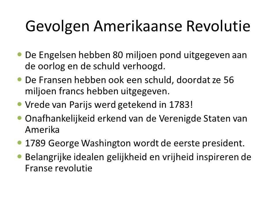 Gevolgen Amerikaanse Revolutie