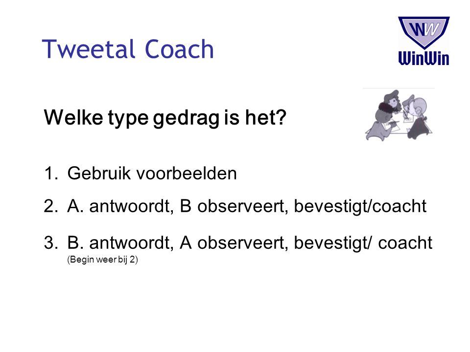 Tweetal Coach Welke type gedrag is het Gebruik voorbeelden